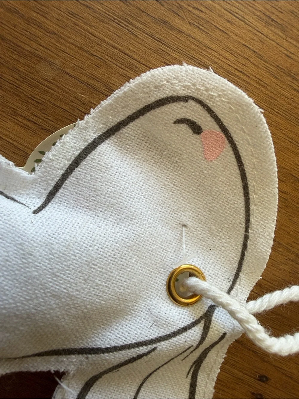 White Fabric Bunny Sachet - Neutral Decorative Accent canvas hanger